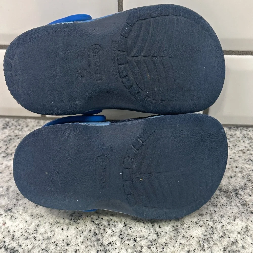 Crocs Kids C7 Clogs Blue Camo Horse Paw‎ Print Jibbitz Slip On Camouflage Shoes